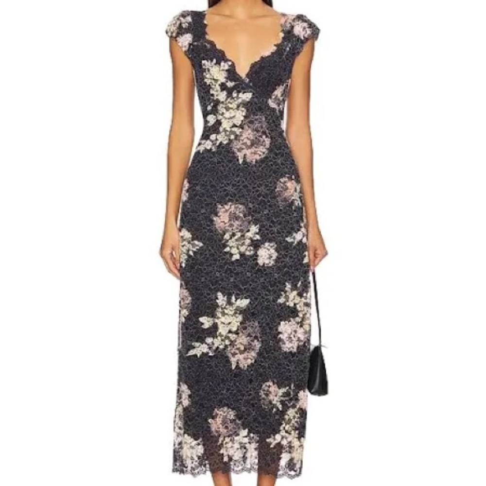 Free People x REVOLVE Butterfly Babe Lace Maxi Dress in Black Combo - Picture 3 of 8